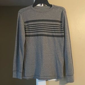 Boys - Black/Gray Striped Long Sleeve Thermal Crew - Size XL (18/20)